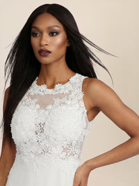 APART Abendkleid mit floraler Spitze und fließendem Rock | creme