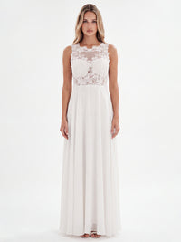 APART Abendkleid mit floraler Spitze und fließendem Rock | creme