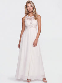 APART Abendkleid mit floraler Spitze und fließendem Rock | creme
