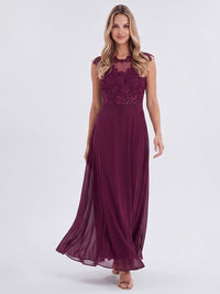APART Abendkleid mit floraler Spitze und fließendem Rock | weinrot