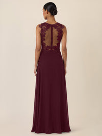 APART Abendkleid mit floraler Spitze und fließendem Rock | weinrot