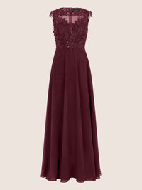 APART Abendkleid mit floraler Spitze und fließendem Rock | weinrot