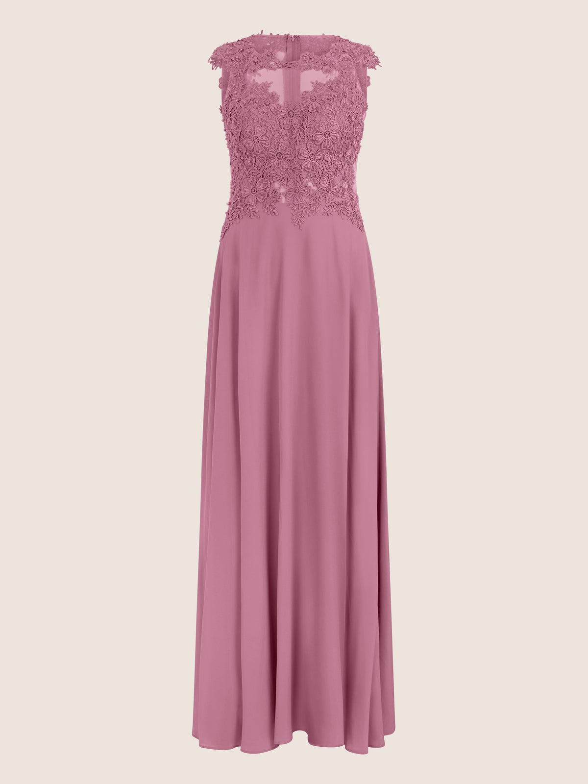 APART Abendkleid mit floraler Spitze und fließendem Rock | rosé
