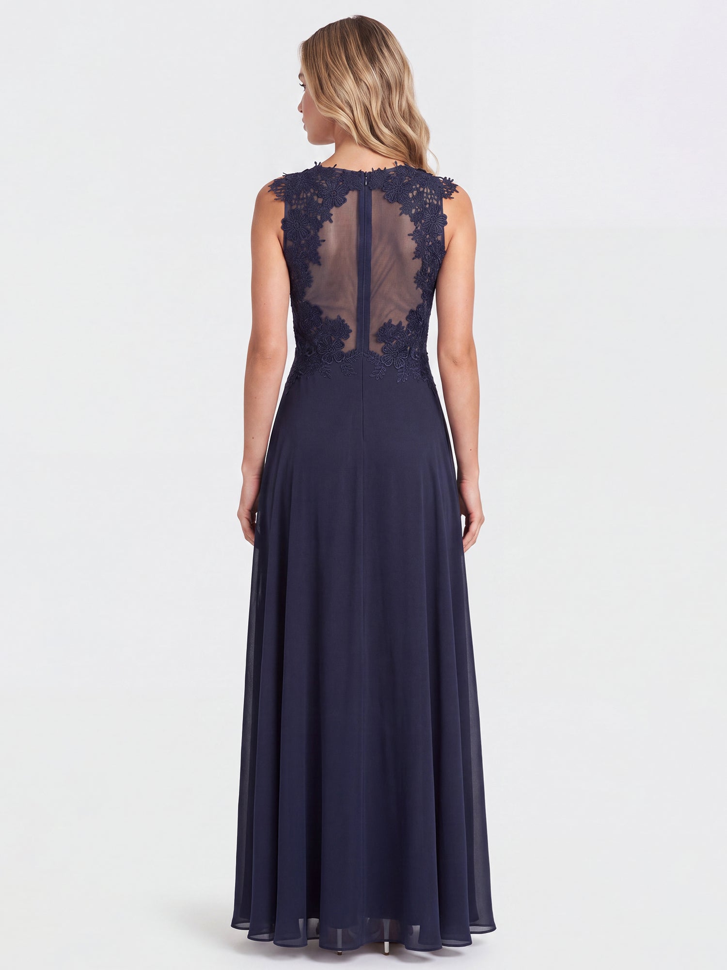 APART Abendkleid mit floraler Spitze und fließendem Rock | nachtblau