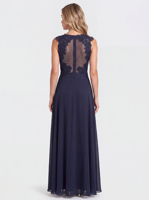 APART Abendkleid mit floraler Spitze und fließendem Rock | nachtblau image 1