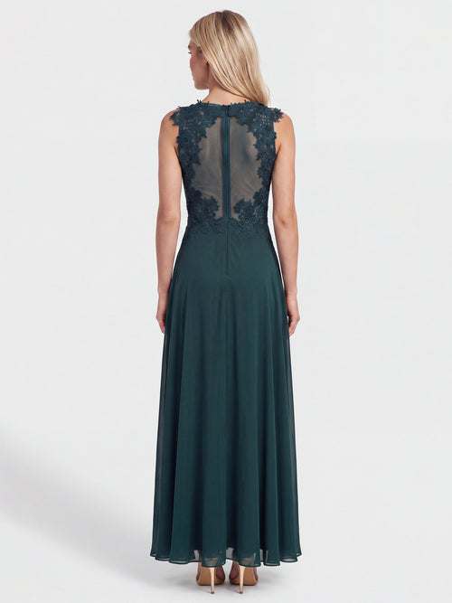 APART Abendkleid mit floraler Spitze und fließendem Rock | emerald image 1