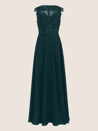 APART Abendkleid mit floraler Spitze und fließendem Rock | emerald