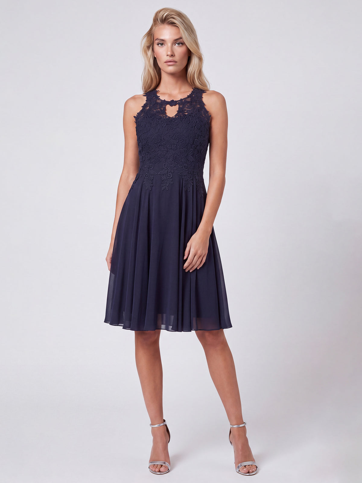APART Kleid mit floraler Spitzenpracht | nachtblau