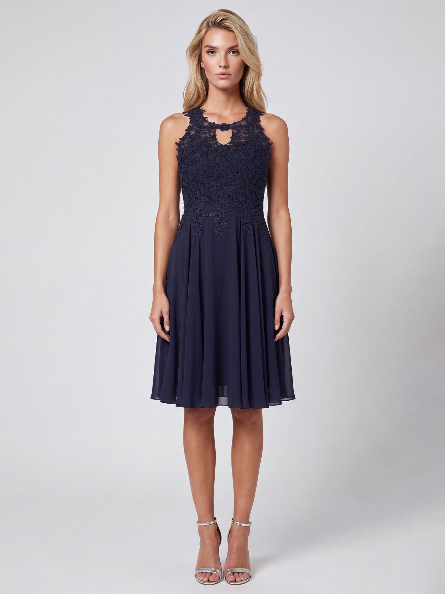 APART Kleid mit floraler Spitzenpracht | nachtblau