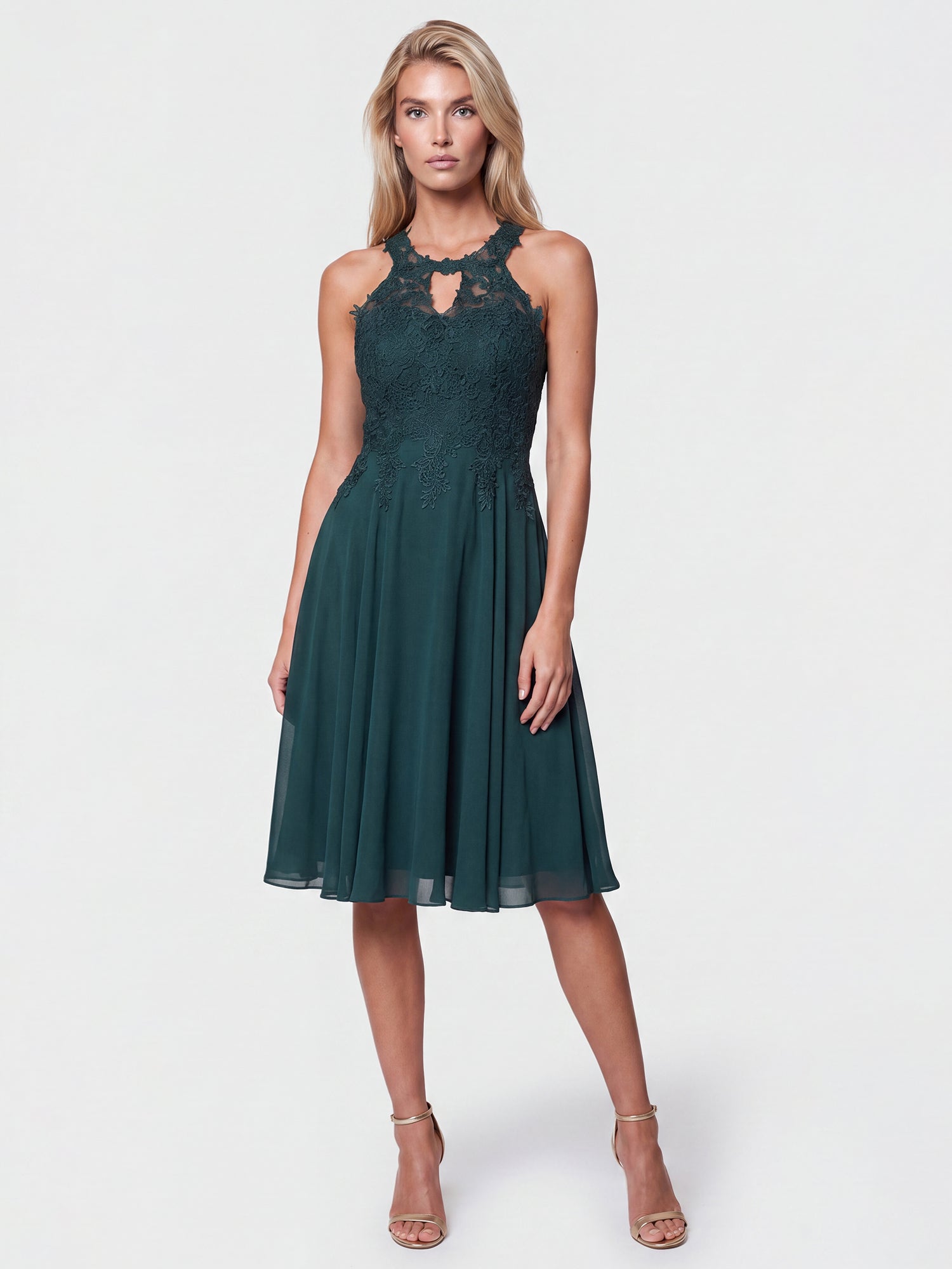 APART Kleid mit floraler Spitzenpracht | emerald