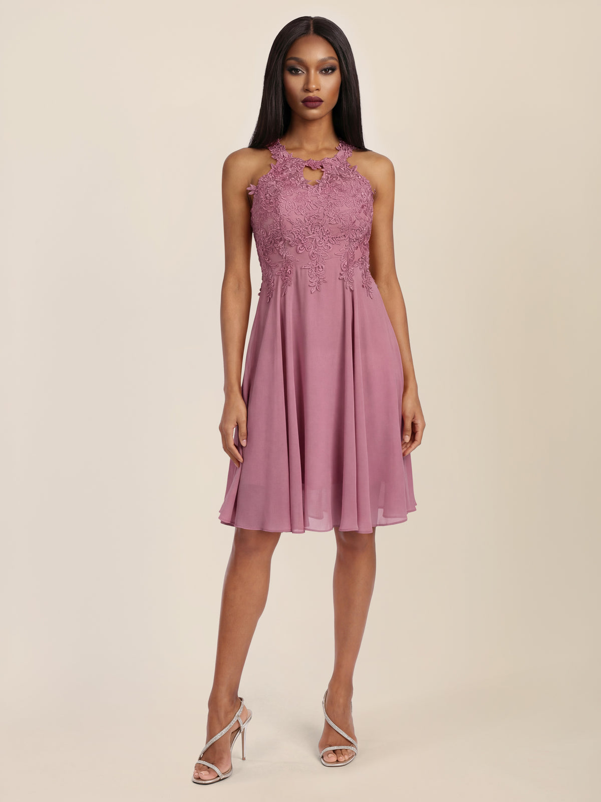 APART Kleid mit floraler Spitzenpracht | rosé