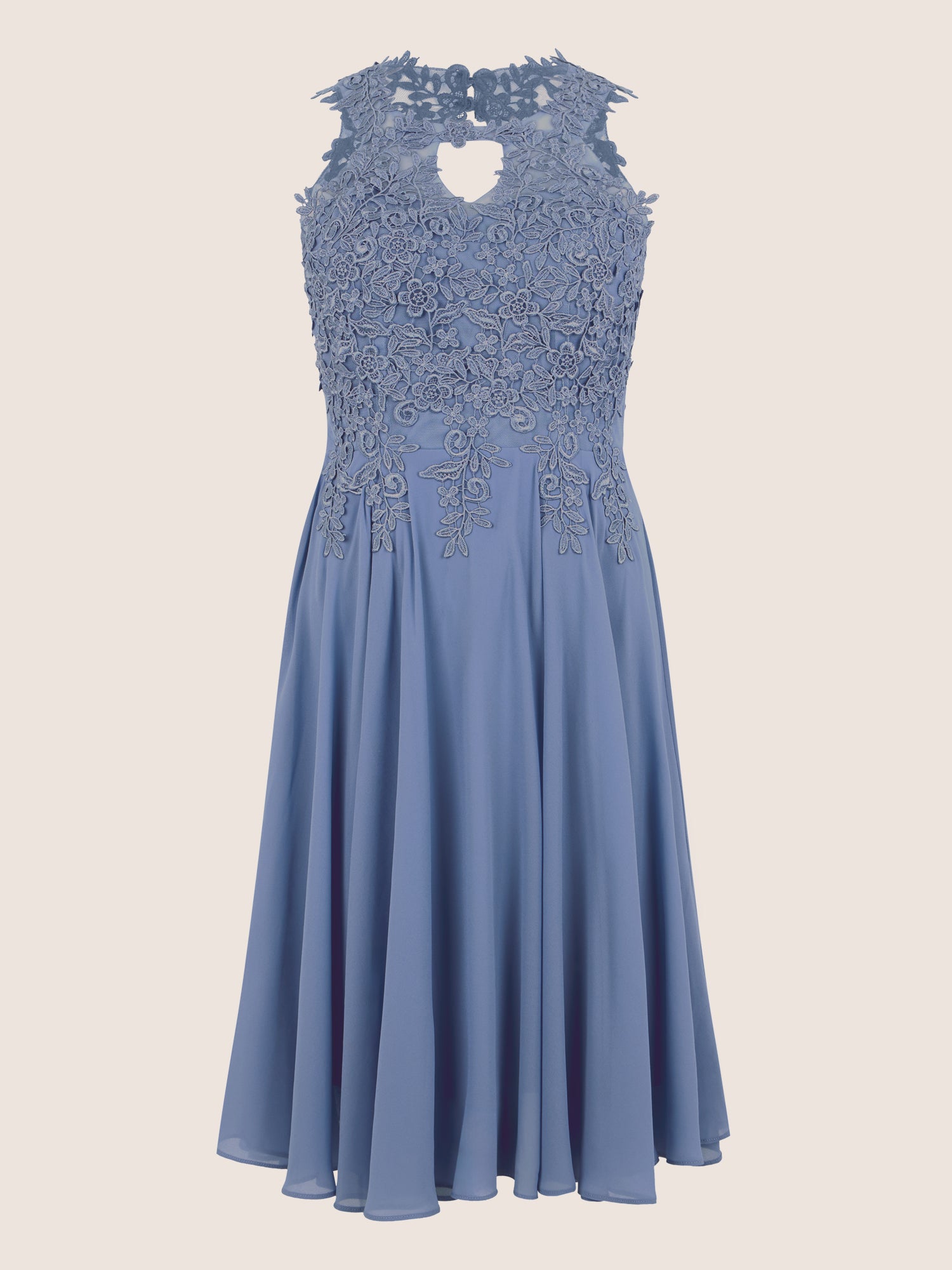 APART Kleid mit floraler Spitzenpracht | rauchblau