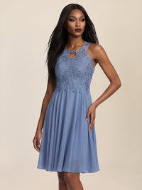 APART Kleid mit floraler Spitzenpracht | rauchblau