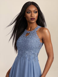 APART Kleid mit floraler Spitzenpracht | rauchblau