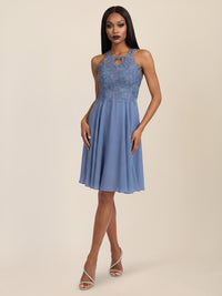 APART Kleid mit floraler Spitzenpracht | rauchblau