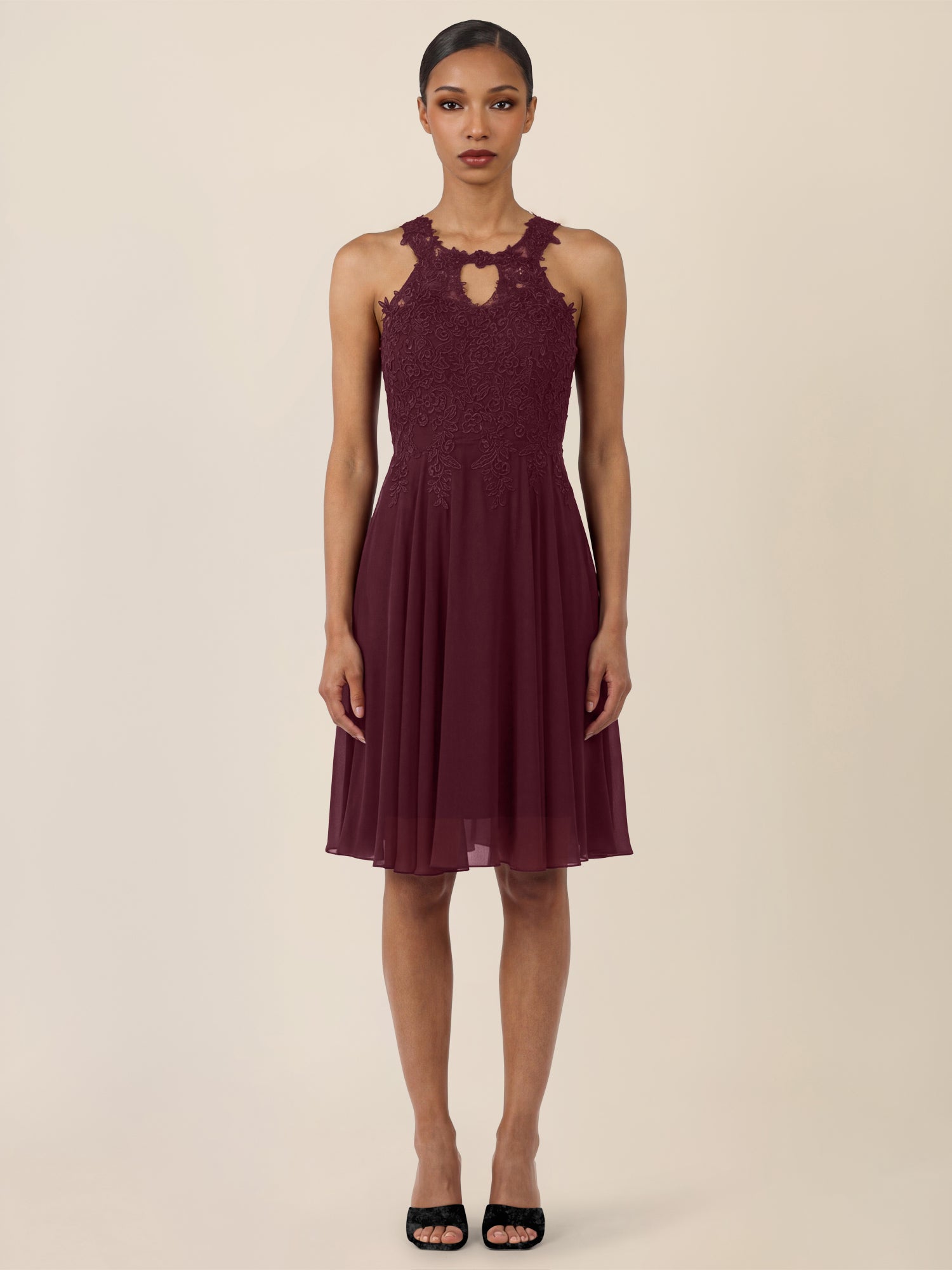 APART Kleid mit floraler Spitzenpracht | weinrot