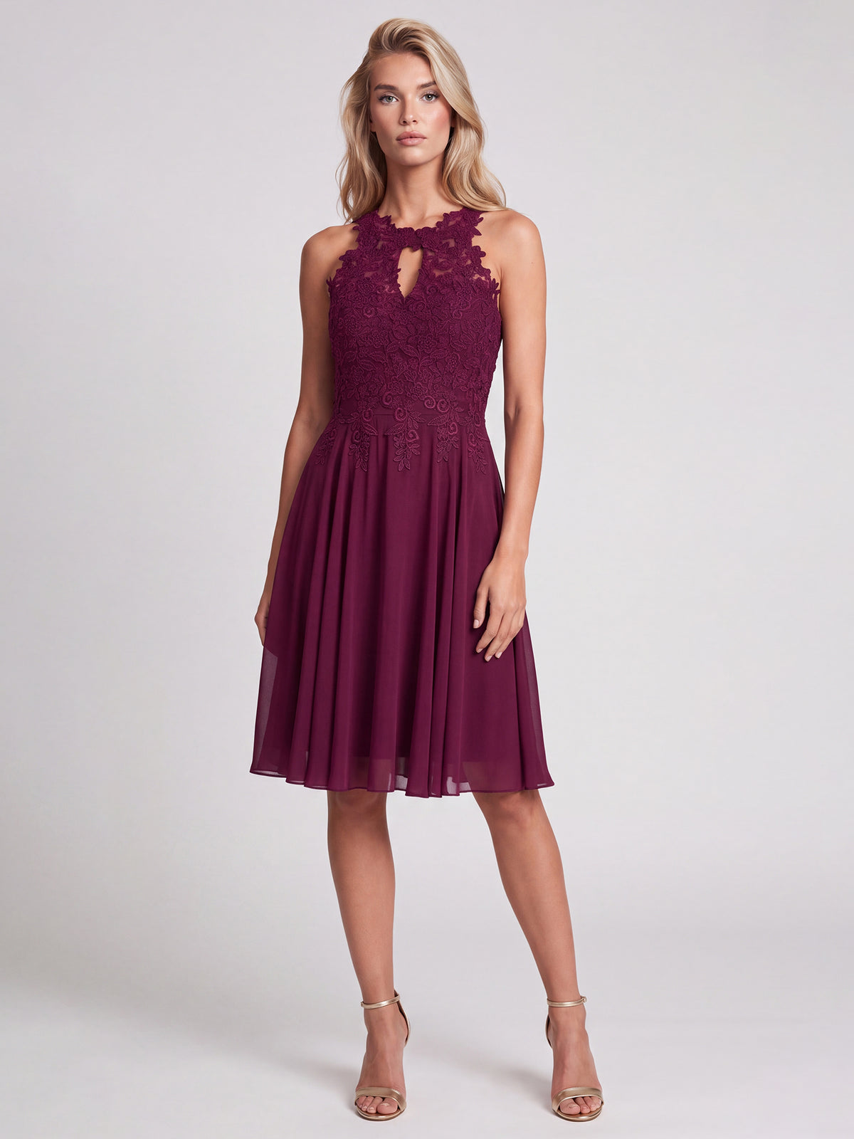 APART Kleid mit floraler Spitzenpracht | weinrot