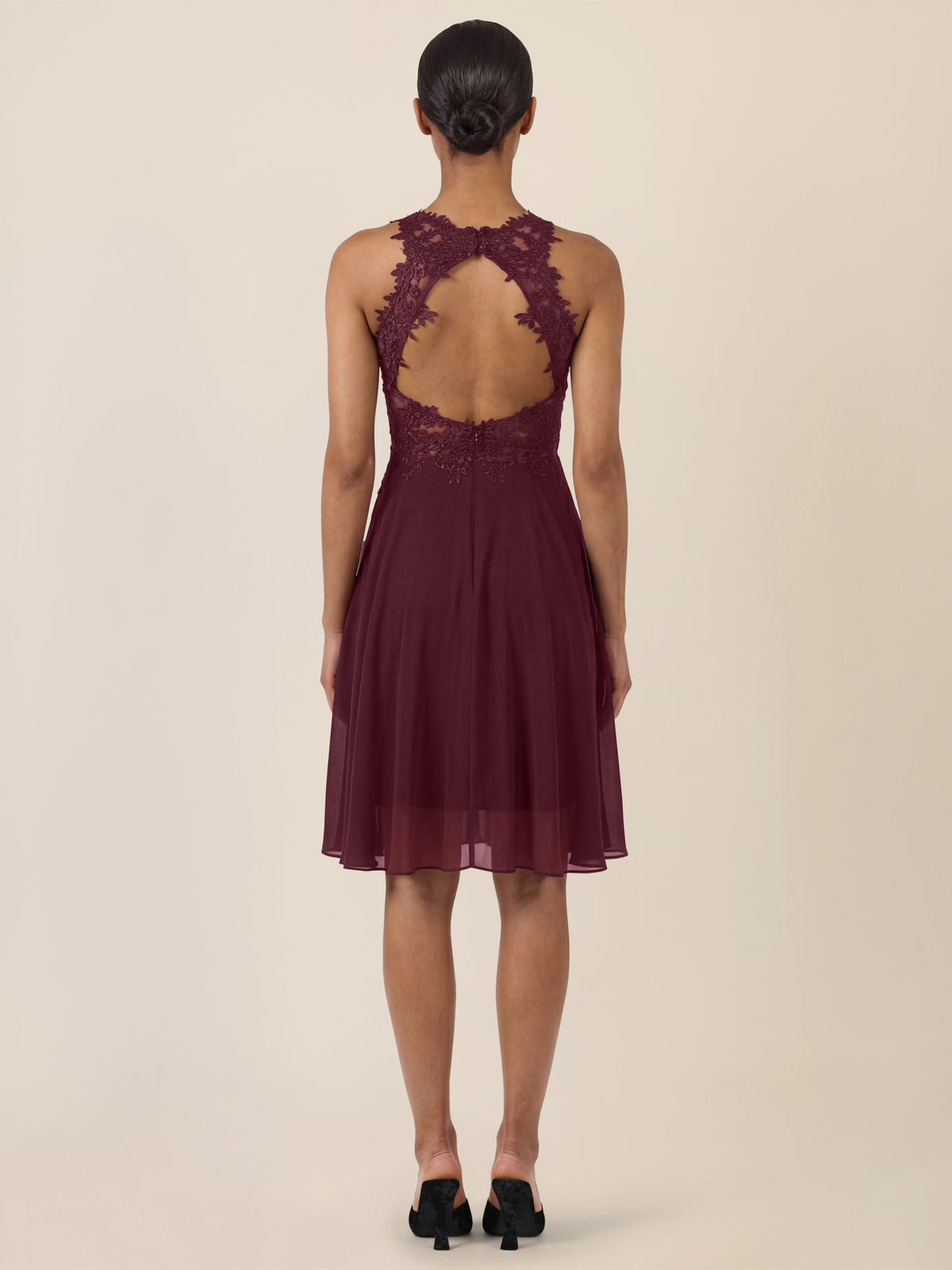 APART Kleid mit floraler Spitzenpracht | weinrot