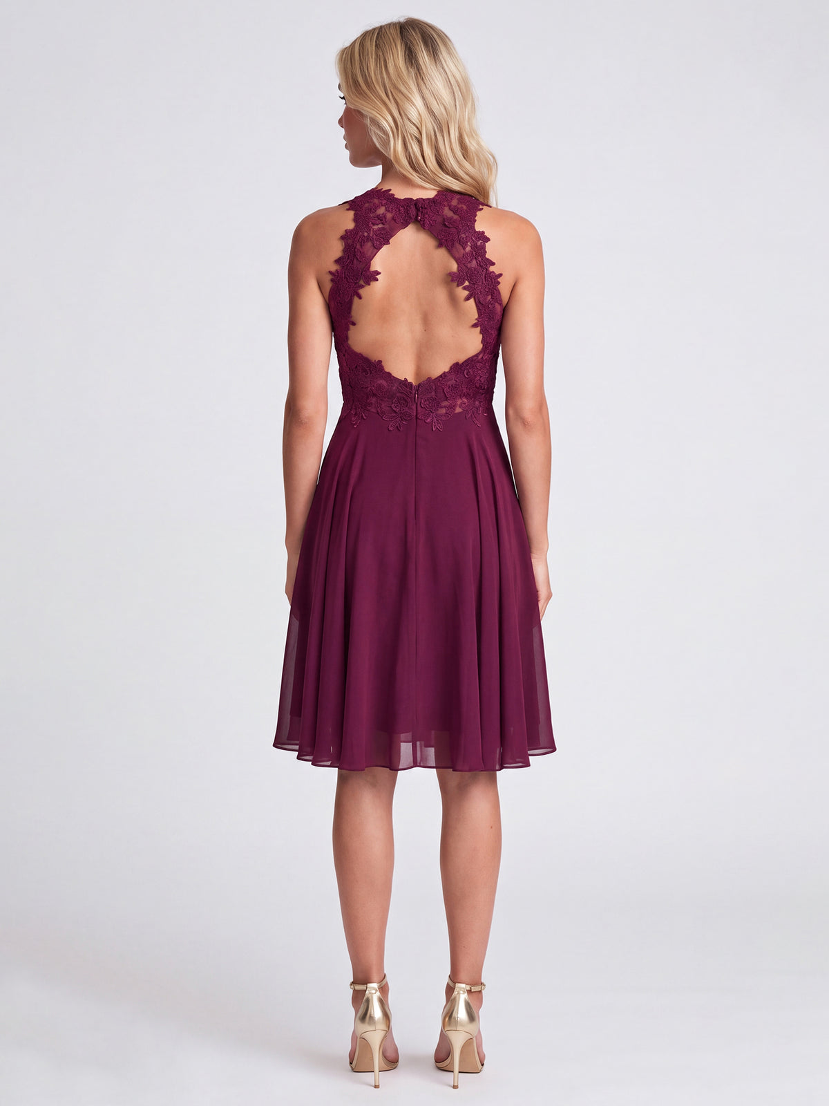 APART Kleid mit floraler Spitzenpracht | weinrot