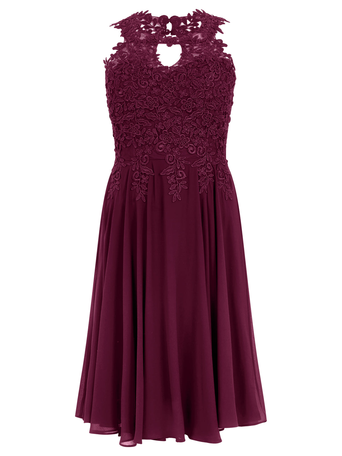 APART Kleid mit floraler Spitzenpracht | weinrot