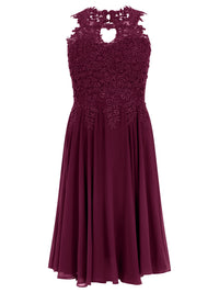 APART Kleid mit floraler Spitzenpracht | weinrot