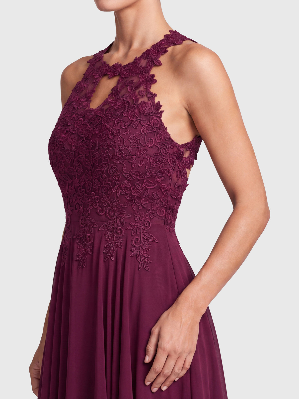 APART Kleid mit floraler Spitzenpracht | weinrot
