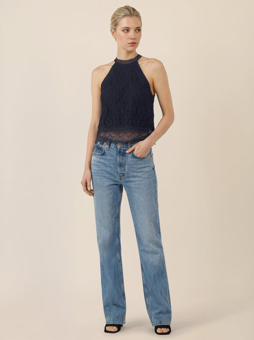 APART Spitzentop mit gehäkeltem Saum | nachtblau image 1