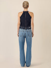 APART Spitzentop mit gehäkeltem Saum | nachtblau