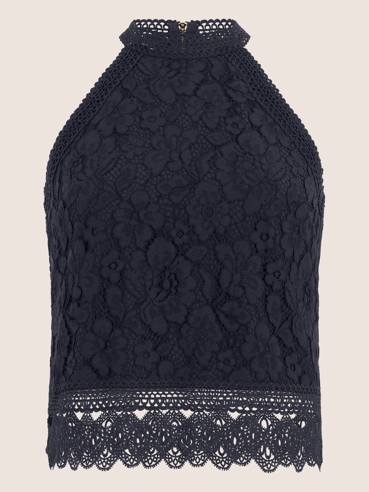 APART Spitzentop mit gehäkeltem Saum | nachtblau