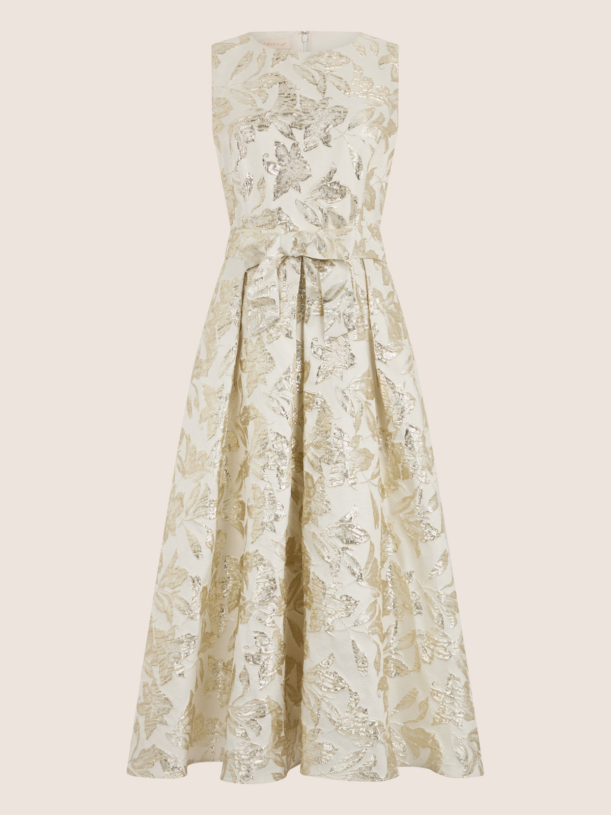 APART Ärmelloses Kleid mit schimmerndem Strukturmuster | creme-gold