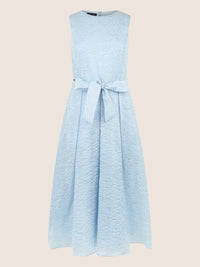 APART Kleid mit Taillenschleife und Struktur | hellblau