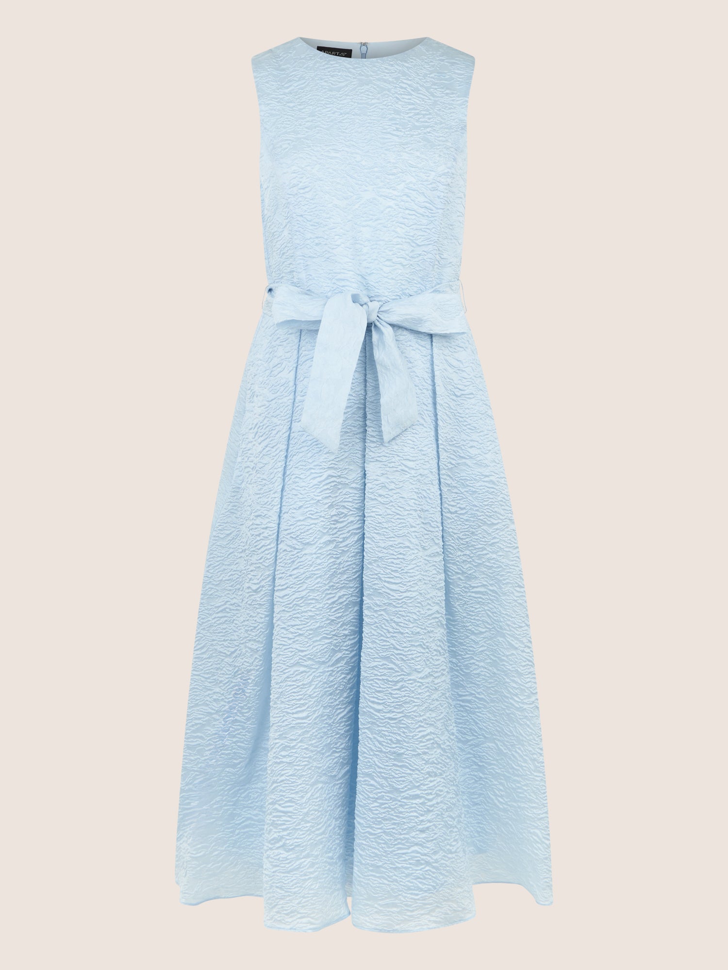 APART Kleid mit Taillenschleife und Struktur | hellblau