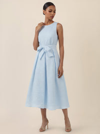 APART Kleid mit Taillenschleife und Struktur | hellblau