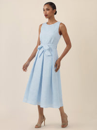 APART Kleid mit Taillenschleife und Struktur | hellblau