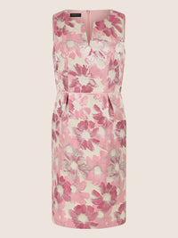 APART Ärmelloses Etuikleid mit floralem Jacquard | creme-rose