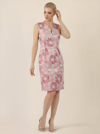 APART Ärmelloses Etuikleid mit floralem Jacquard | creme-rose