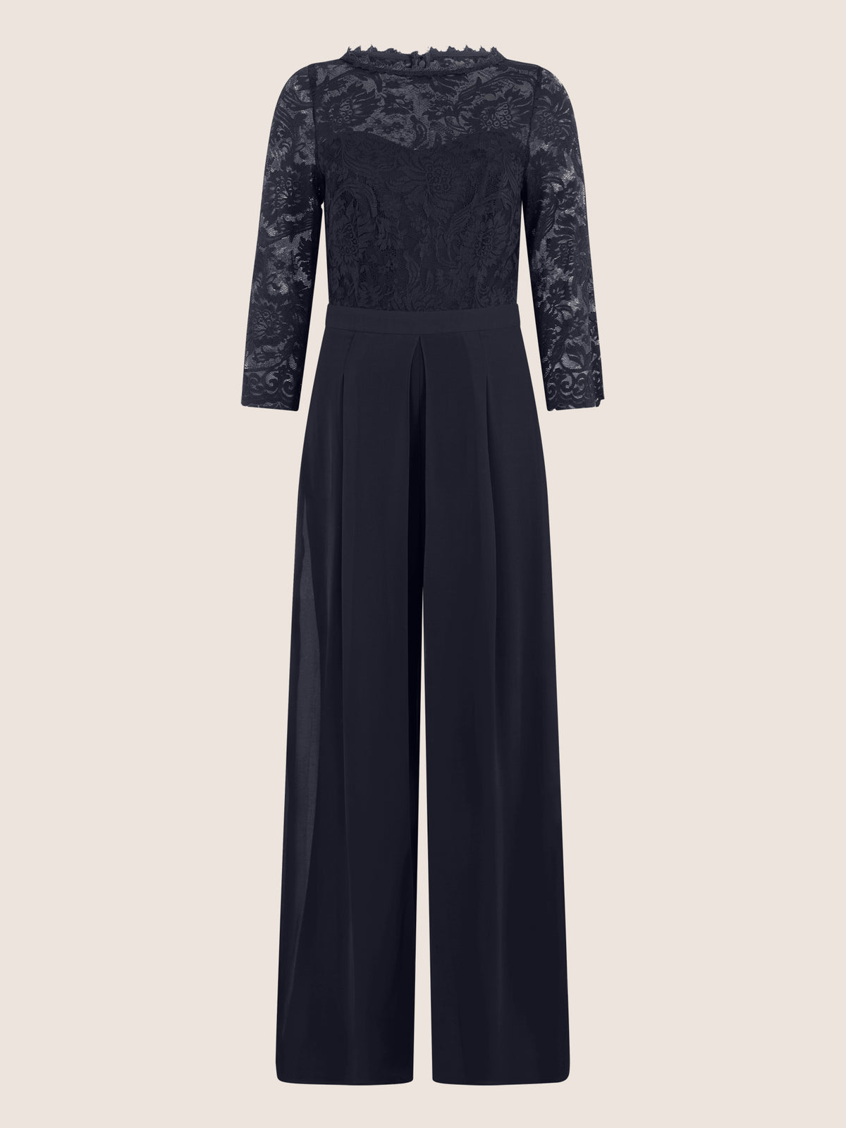 APART Overall aus elastischer Spitze und Chiffon | nachtblau