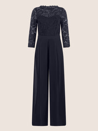 APART Overall aus elastischer Spitze und Chiffon | nachtblau