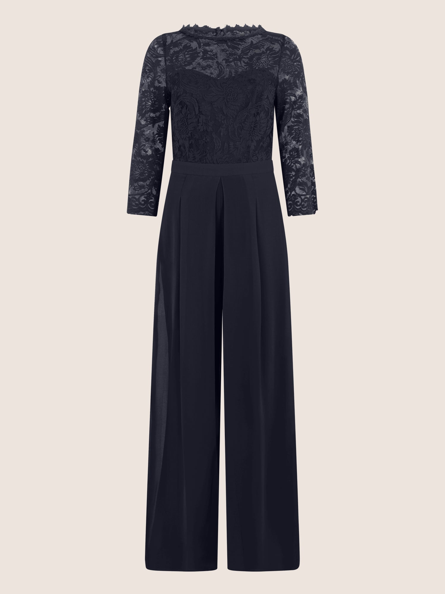 APART Overall aus elastischer Spitze und Chiffon | nachtblau