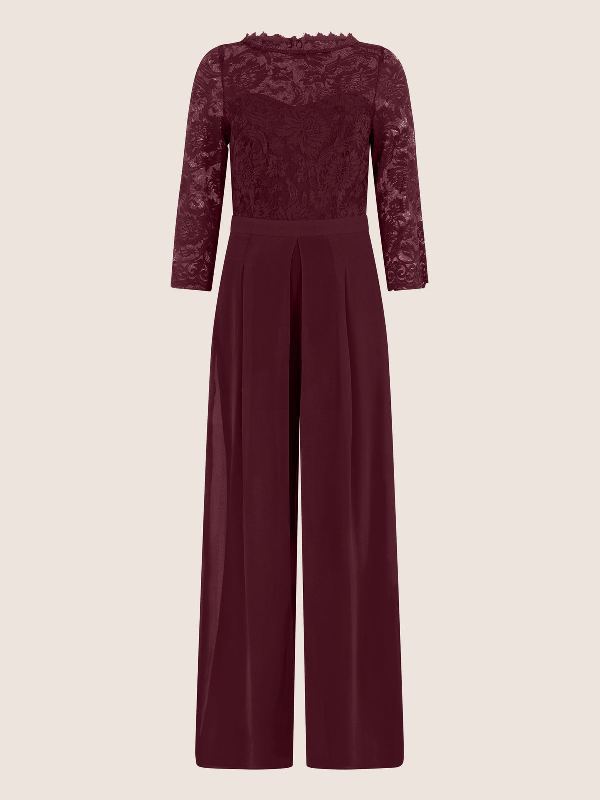 APART Overall aus elastischer Spitze und Chiffon | weinrot