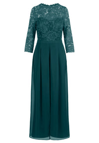 APART Overall aus elastischer Spitze und Chiffon | emerald