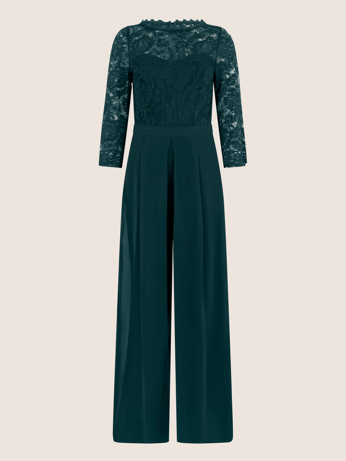 APART Overall aus elastischer Spitze und Chiffon | emerald