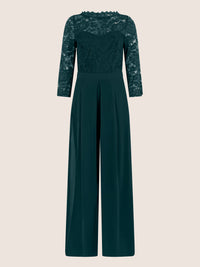 APART Overall aus elastischer Spitze und Chiffon | emerald