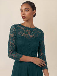 APART Overall aus elastischer Spitze und Chiffon | emerald