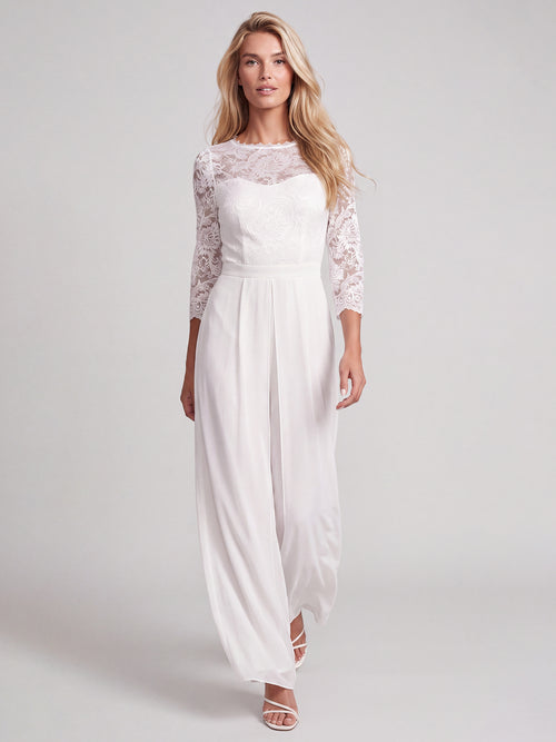 APART Overall aus elastischer Spitze und Chiffon | cream image 1