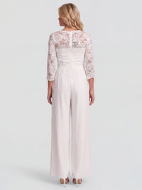 APART Overall aus elastischer Spitze und Chiffon | cream