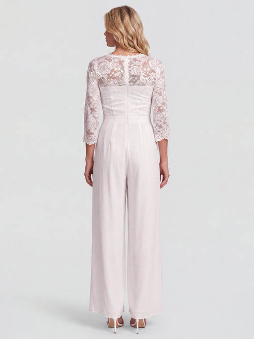 APART Overall aus elastischer Spitze und Chiffon | cream image 1