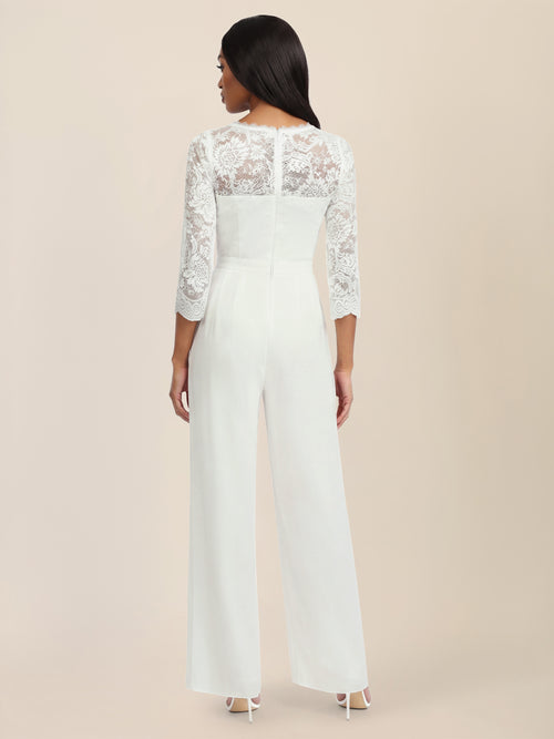 APART Overall aus elastischer Spitze und Chiffon | cream image 1