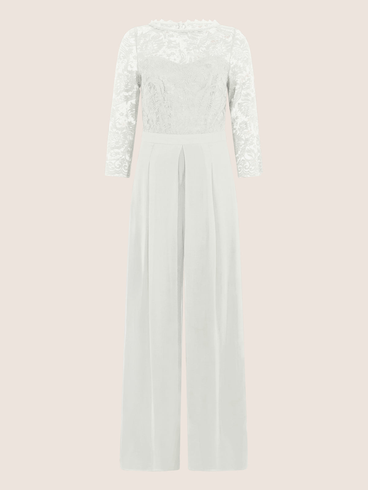 APART Overall aus elastischer Spitze und Chiffon | cream