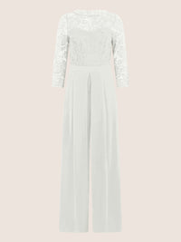 APART Overall aus elastischer Spitze und Chiffon | cream